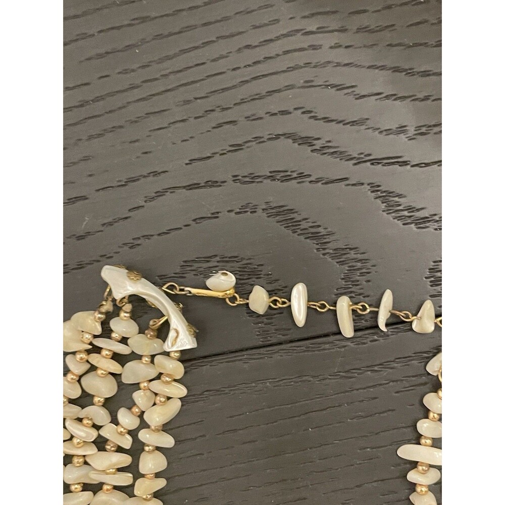 Vintage 4 Strand Necklace with Gold Seed Spacer Beads - Picture 7 of 8